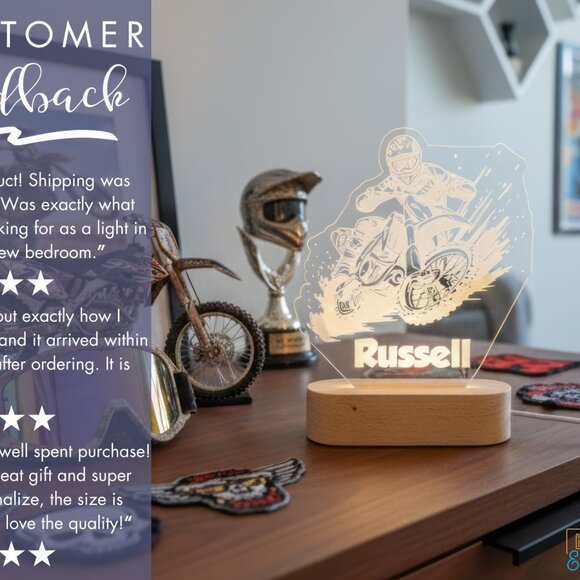 Personalized Motorcycle Night Light – Custom LED Lamp for Bikers - Picture 7 of 8